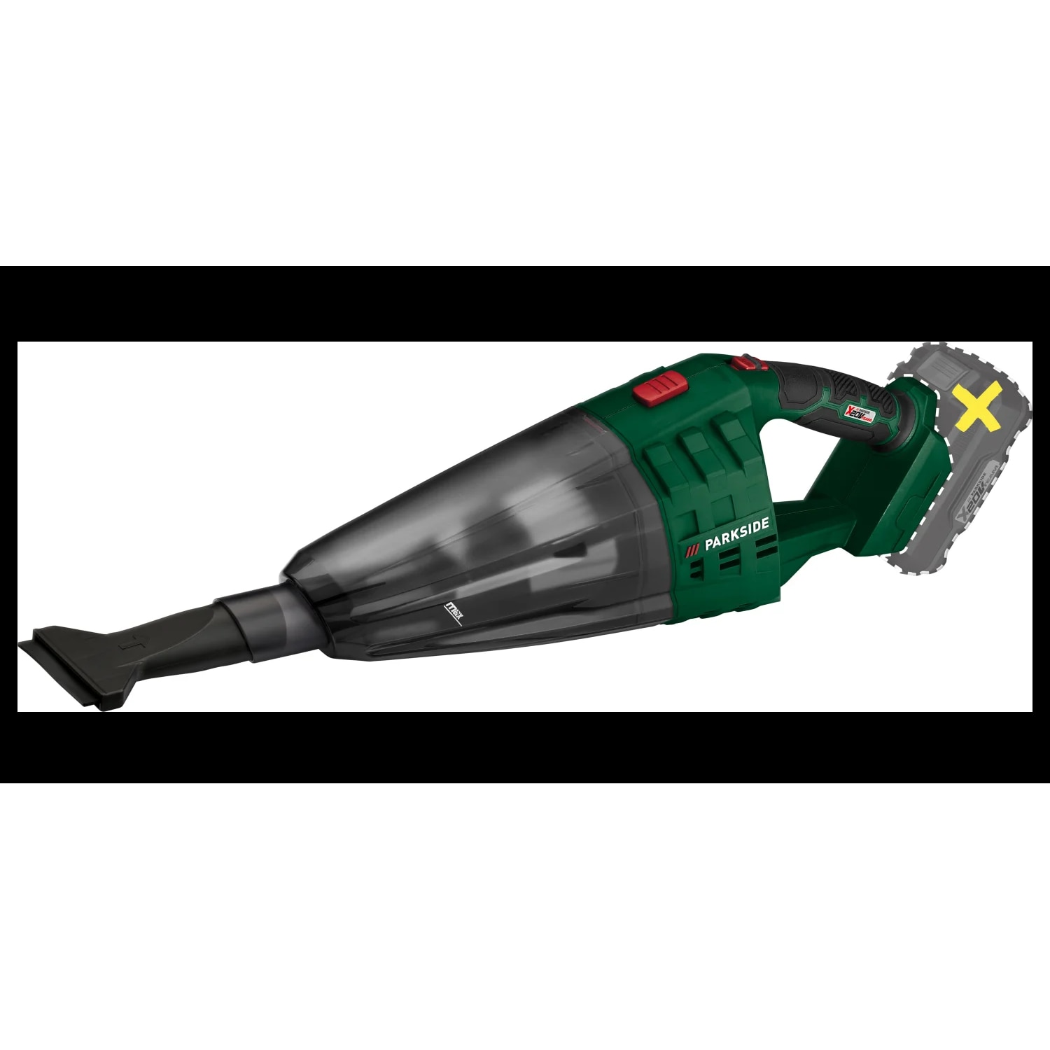 Aspirator de mână fără fir PARKSIDE PHSSA 20-Li D2, 20V, Aspirație 5.5kPa, Rezervor 650ml, fără baterie și încărcător