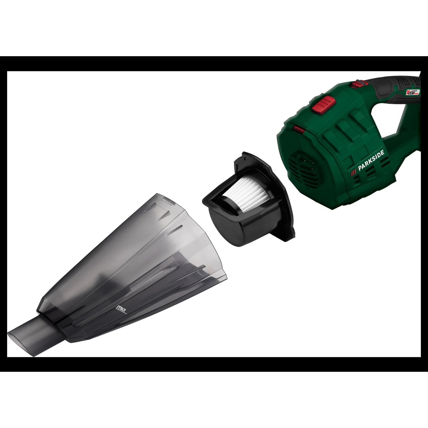 Aspirator de mână fără fir PARKSIDE PHSSA 20-Li D2, 20V, Aspirație 5.5kPa, Rezervor 650ml, fără baterie și încărcător