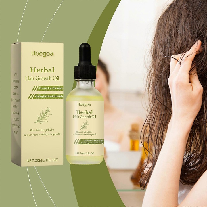 Ulei natural pentru cresterea parului, Veganic, cu extract de rozmarin si vitamina E, 3 buc, Hoegoa