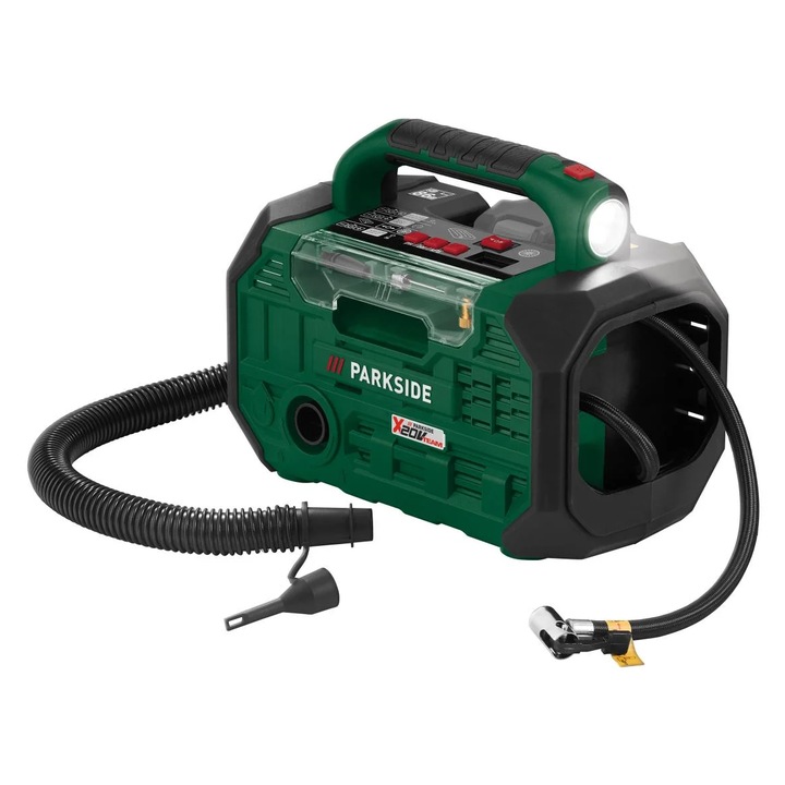 Акумулаторен компресор и въздушна помпа PARKSIDE PKA 20-Li D3, без батерия и зарядно устройство