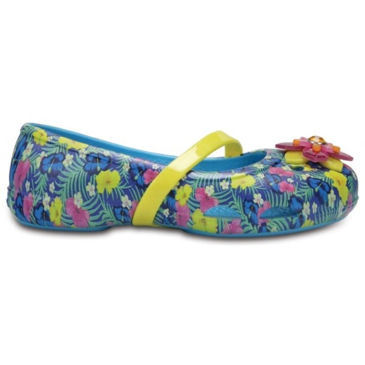Crocs Kids' Lina Graphic Flat balerina - US Kék - Elektromos Kék, Fehér