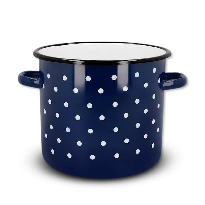 Oala Emailata, Olkusz, 7 L, Model Cu Buline In Stil Vintage, Rezistenta La Impact, Usor De Curatat, 22 cm x 20 cm, Sigura Pentru Sanatate, Multicolor