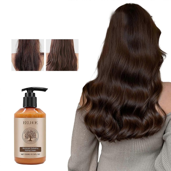 Crema de styling hidratanta cu volum Moroccan, 300ml, pentru par uscat si deteriorat EELHOE