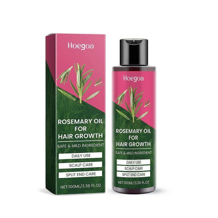 Ulei de rozmarin pentru cresterea parului, Hoegoa, tratament organic, hidratare profunda, imbunatatirea texturii parului