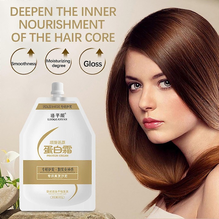 Masca de par cu proteina, tratament salon, reparare par uscat si deteriorat, 1x crema revitalizanta