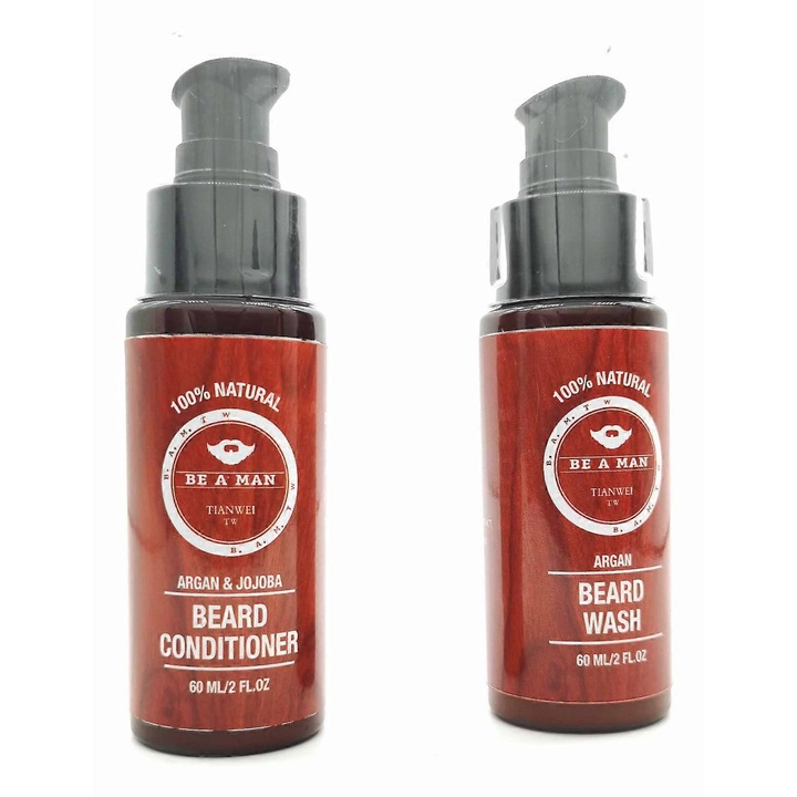 Set sampon si balsam pentru barba Be A Man, 60ml, 16.2x8x4.4cm, multicolor