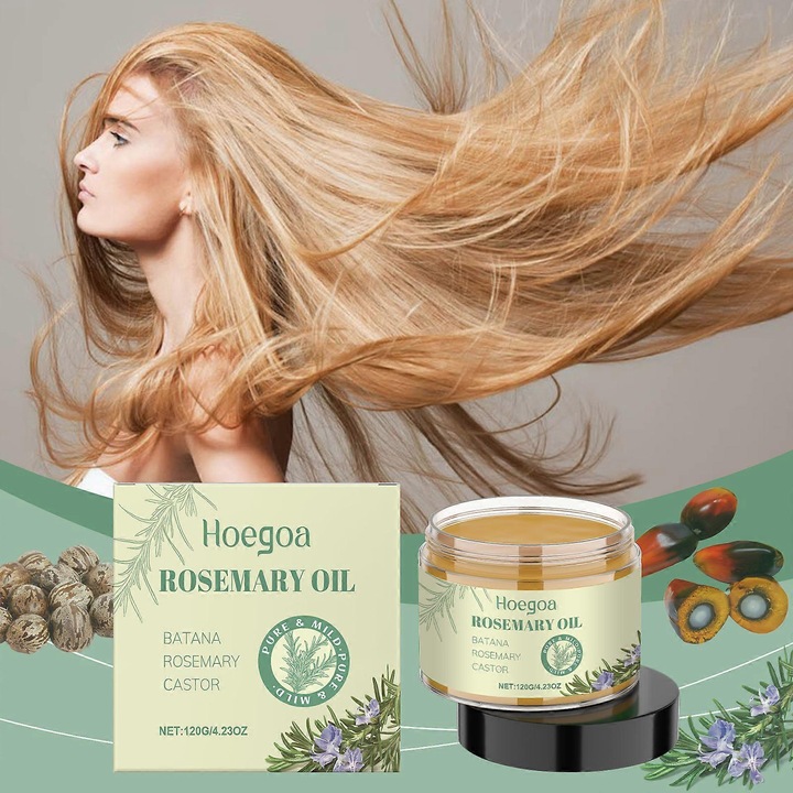 Ulei natural de rozmarin pentru cresterea parului, 2 bucati, pentru par subtire, Hoegoa