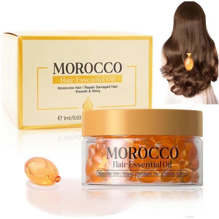 Set capsule tratament pentru par, 50 buc, ulei esential hranitor, reparare adanca, hidratare, anti-frizz