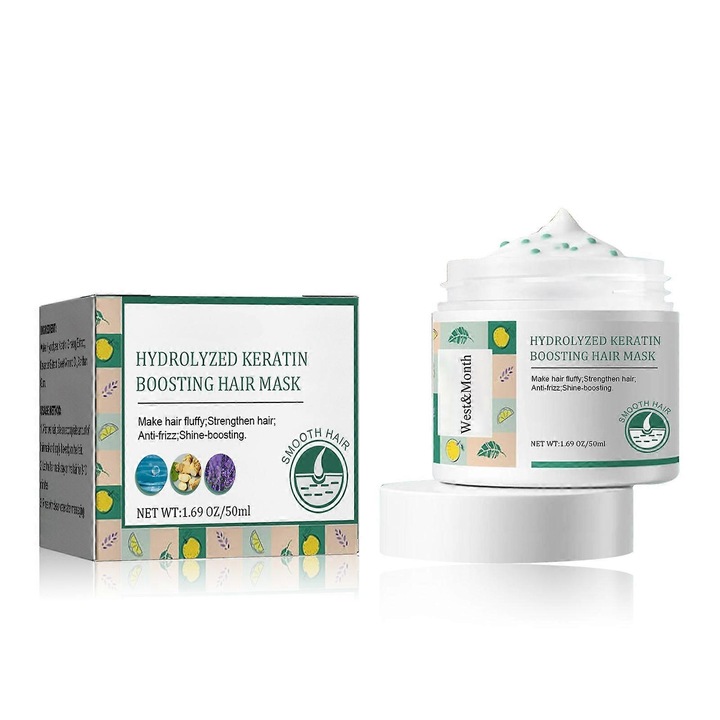 Masca de par cu keratina, 50ml, pentru hidratare si reparare, par uscat si deteriorat