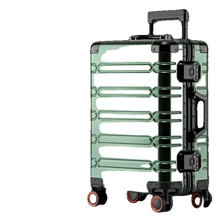 Troler, 29 inch, capacitate mare, design cu roti spinner, verde inchis