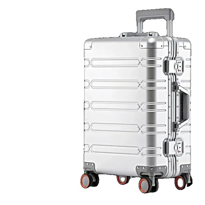 Troler, 24 inch, capacitate mare, design cu roti spinner, argintiu