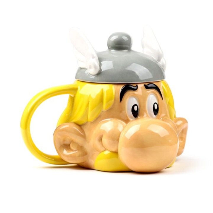 Cana ceramica 3D cu capac - Cap de Asterix