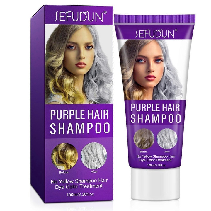 Sampon purpuriu 100ml, Sefudun, pentru par vopsit, elimina tonurile galbene, hraneste parul uscat