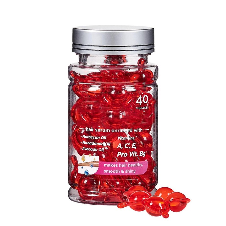 Capsule cu ulei de ingrijire a parului, 40 capsule, 1g fiecare, 40ml, efect anti-frizz