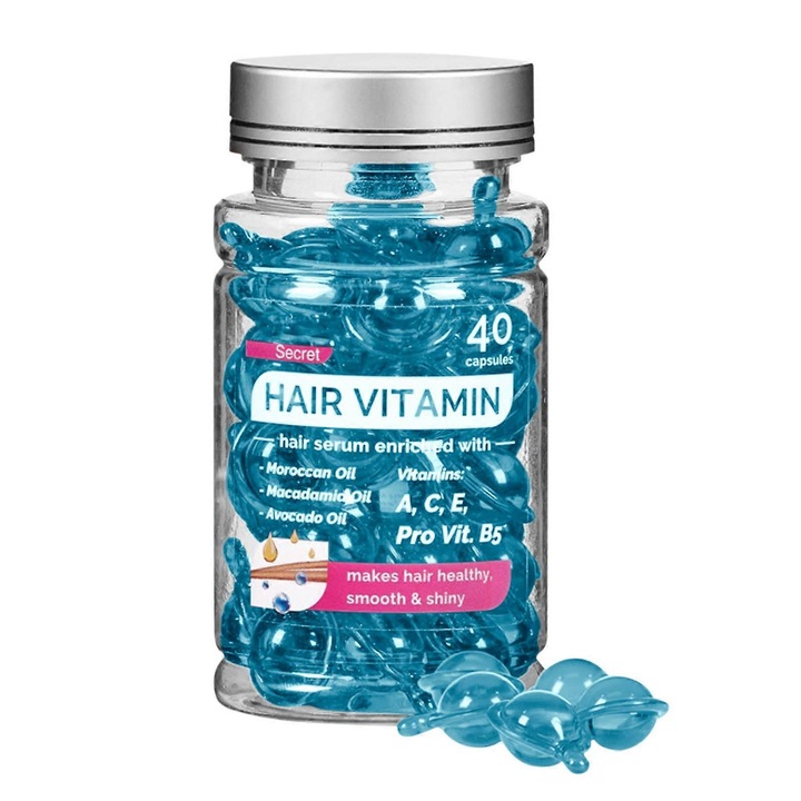 Капсули с мароканско масло за коса, 40 капсули x 1г, 40мл, ефект против накъдряне