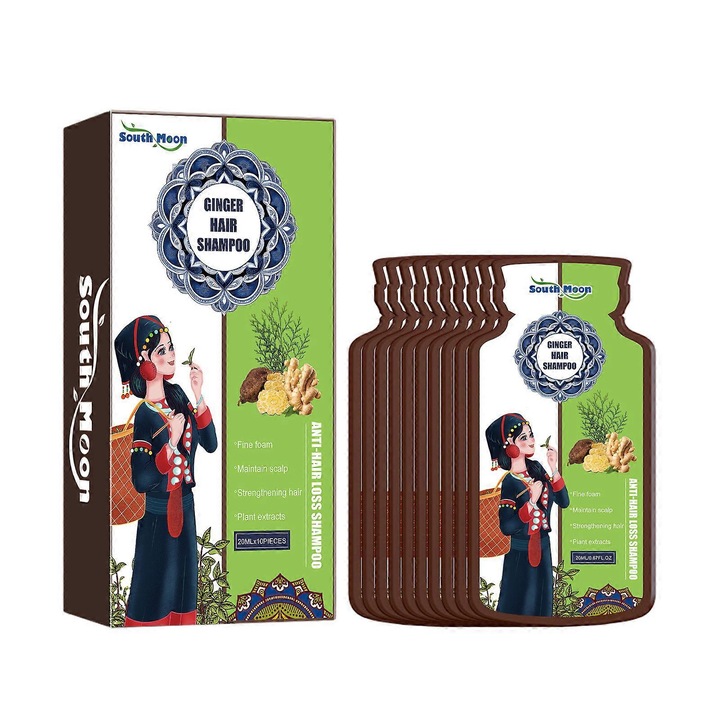 Sampon de par cu extract de ghimbir, 200ml, set de 10 bucati, pentru toate tipurile de par