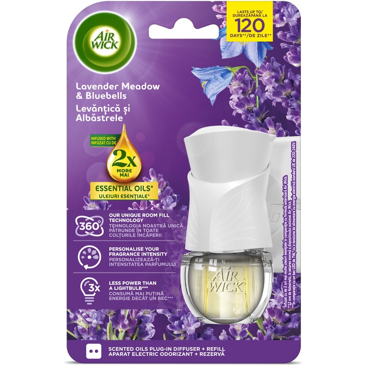 Odorizant de camera electric Air Wick Lavanda si Albastrele, 19ml