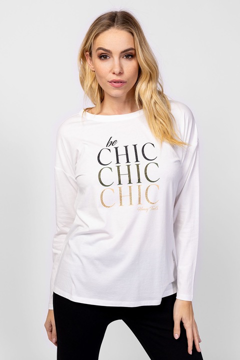 Heavy Tools, Bluza lejera cu strasuri Carmina, Alb, L