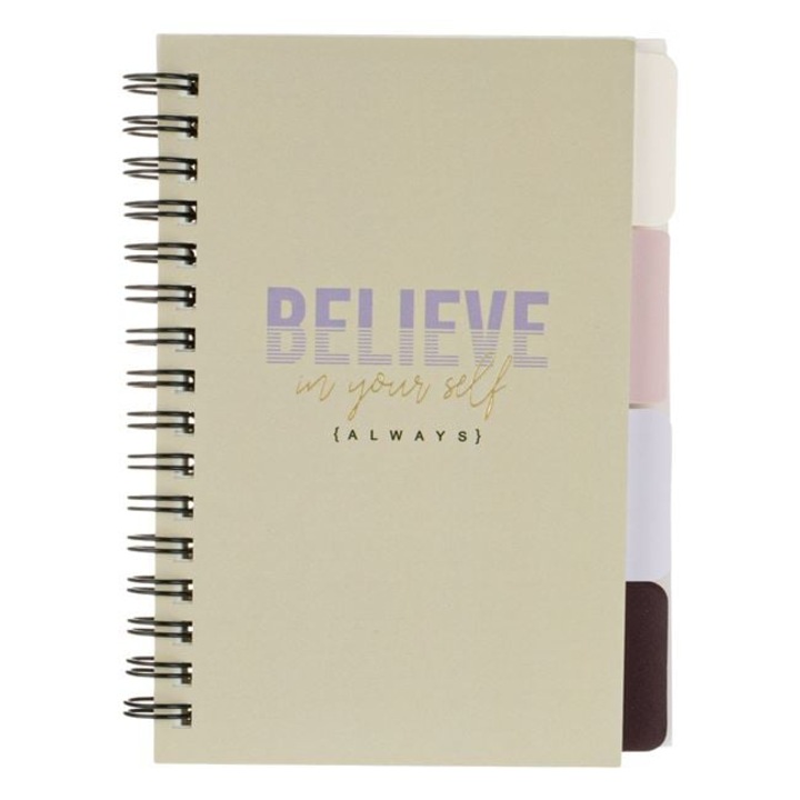 Бежов бележник А6 с щампа „Believe” – 80 листа – Ученически пособия Antbro