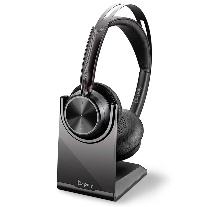 Poly Voyager Focus 2 vezeték nélküli fejhallgató, Bluetooth, ANC, fekete