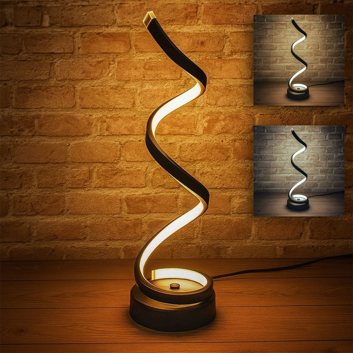 Lapma led neagra spiralata cu usb & 3 nuante ø12x37cm