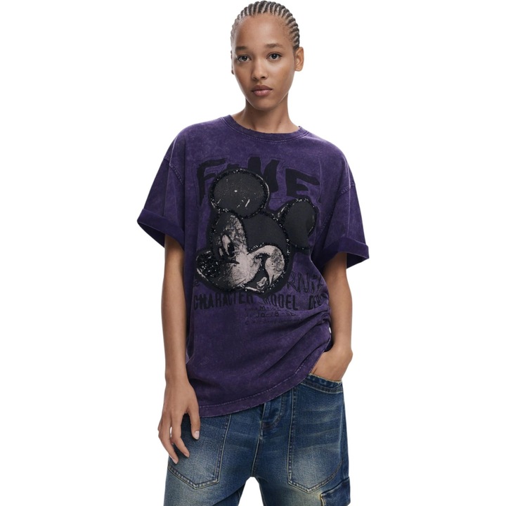 Tricou Desigual Fugaz Mickey Loose 48988, Violet