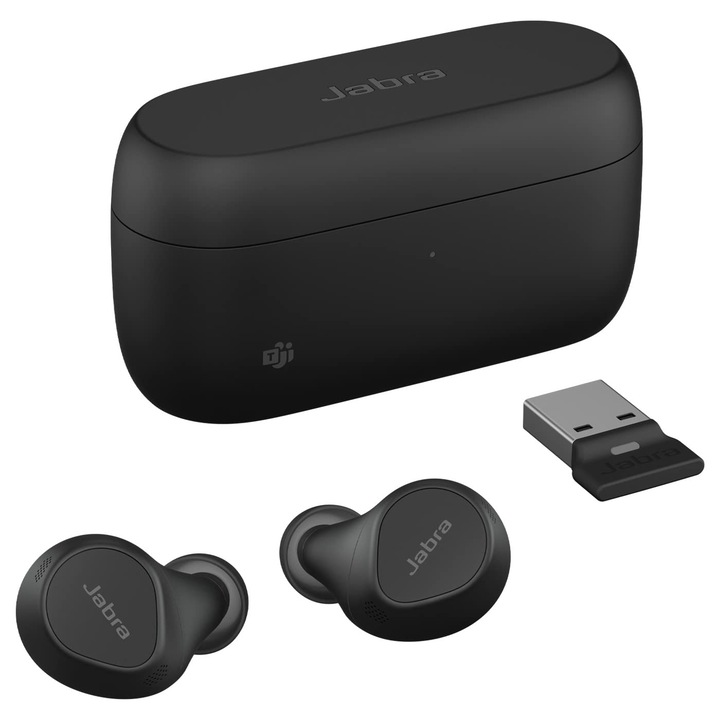 Vezeték nélküli Jabra Evolve2 Buds fülhallgató, aktív zajszűrés, bluetooth, 4 mikrofon, fekete