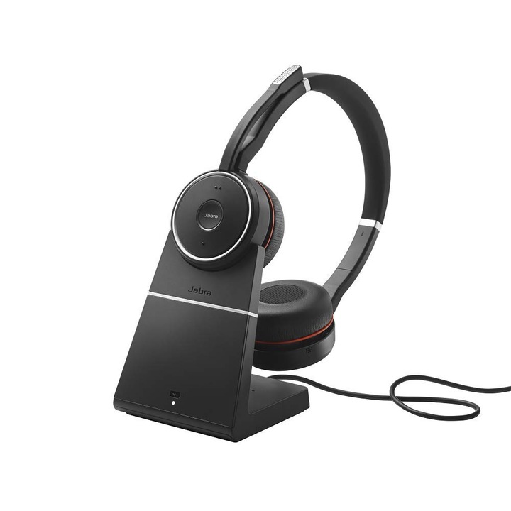 Jabra Evolve 75 vezeték nélküli fejhallgató, fülre helyezhető, hosszú akkumulátor-üzemidővel, fekete