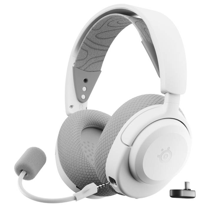 SteelSeries Arctis Nova 3X vezeték nélküli fejhallgató, fehér, levehető mikrofonnal, 40 órás akkumulátor-üzemidővel