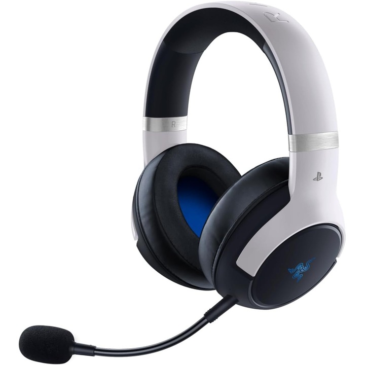 Razer Kaira Pro vezeték nélküli fejhallgató, Hypersense haptikus érzékelővel, kardioid mikrofonnal, fekete-fehér