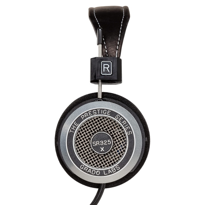 Casti stereo Grado SR325X, design cu spate deschis, fir, pentru adulți, negru/argintiu
