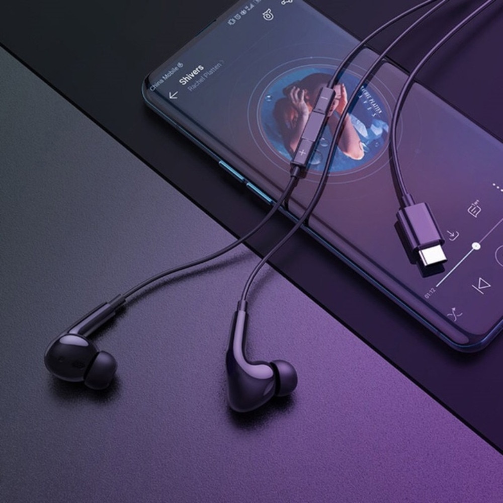 Casti cu Fir DigikalaX@, In-ear, Silicon Dopuri, Microfon & Control Volum, Mufa Type-C, Sunet Clar si Puternic, Negru