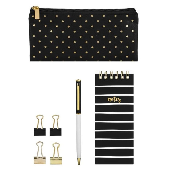 ANTBRO® Irodai Készlet – 7 Darab: Tolltartó, Jegyzetfüzet, Golyóstoll, 4 Gemkapocs – Prémium Írószer Készlet Tizenéveseknek, Felnőtteknek, Irodába vagy Iskolai Ajándéknak