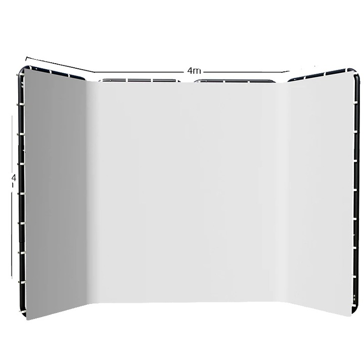 Fotóháttér 2,4x4 m fehér, összecsukható kialakítás, sokoldalú felhasználás