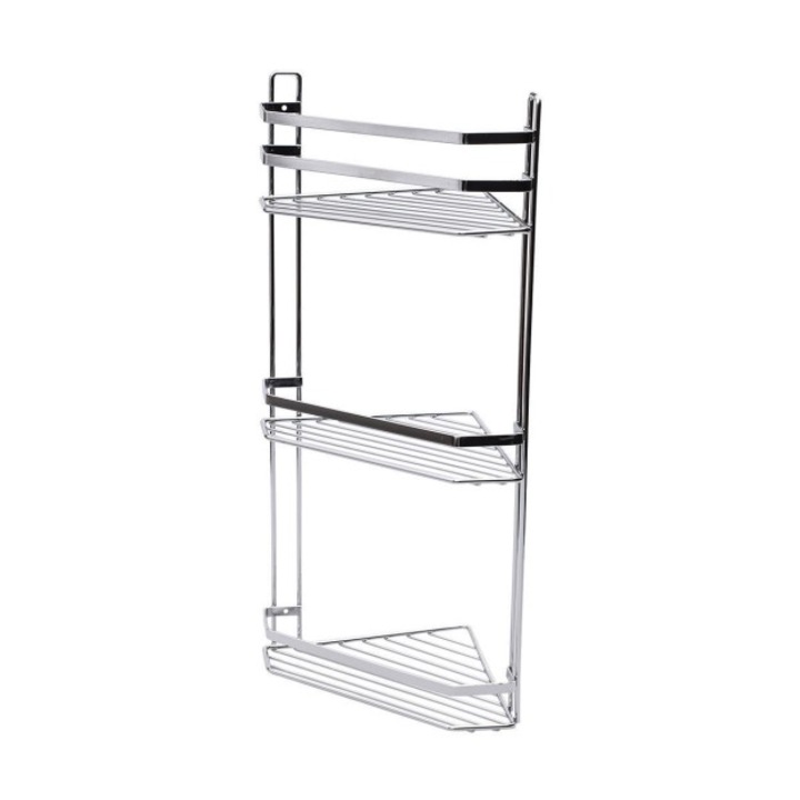Suport de baie Estia Home Art, elegant, metalic, 3 etaje, crom, 54x28x18cm
