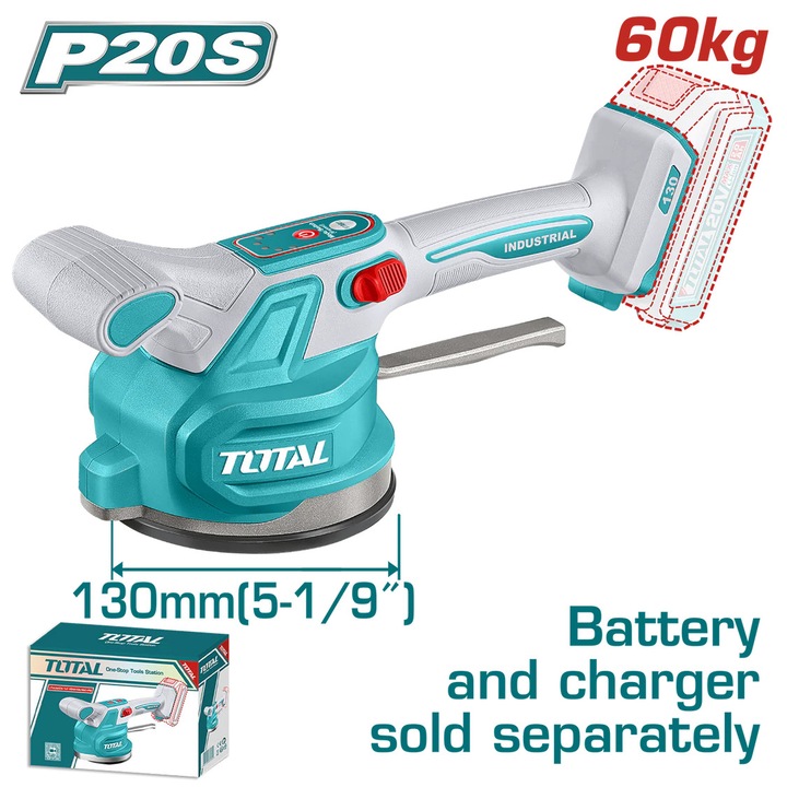Slefuitoare TOTAL, Masina cu ventuza, 20V, 10000 rpm, 130mm