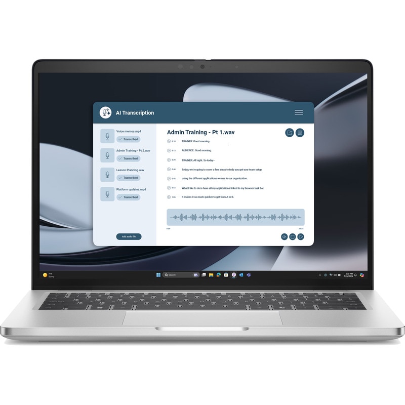 Laptop Dell Pro 14 PB14255 cu procesor AMD Ryzen AI 7 PRO 350 pana la 5.0Ghz, 14" Full HD+, 32GB LPDDR5 RAM, 1TB SSD, AMD Radeon 860M graphics, Windows 11Pro, Aluminium