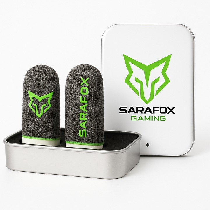 Sarafox V9 Gaming Ujjvédő – Izzadásgátló Ujjvédő, prémium ezüstszál, 4 darab + vékony fém doboz
