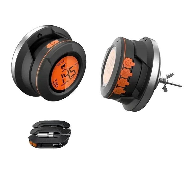 Термометър за месо, 2 сонди, безжичен, LCD дисплей, 0~380°C, ABS материал, неръждаема стомана 304