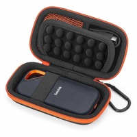 Husa hard disk, rezistenta la apa praf si socuri, cu buzunar accesorii, compatibila SanDisk Extreme si Extreme Pro, OUYLAF, Portocaliu/Negru