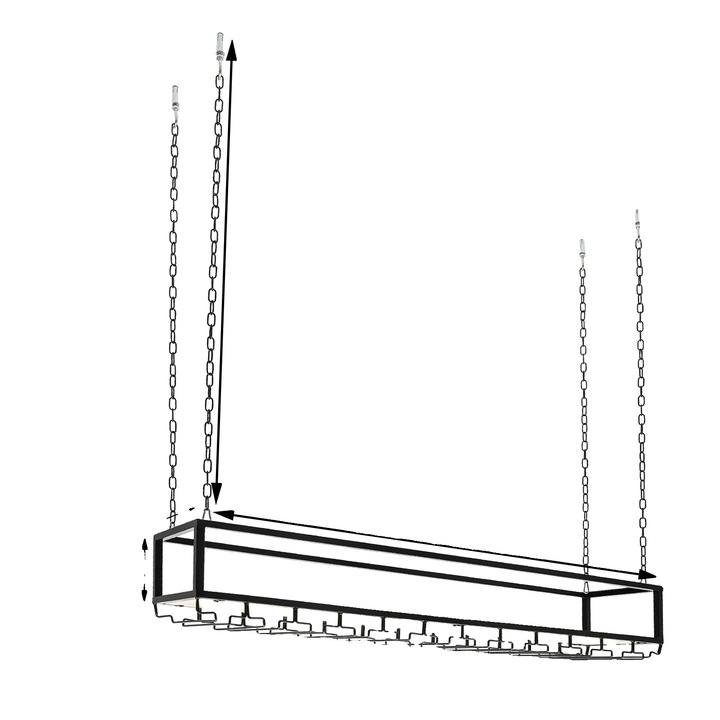 Стойка за вино, винтидж стил, регулируемо решение за съхранение, 120 см, черна