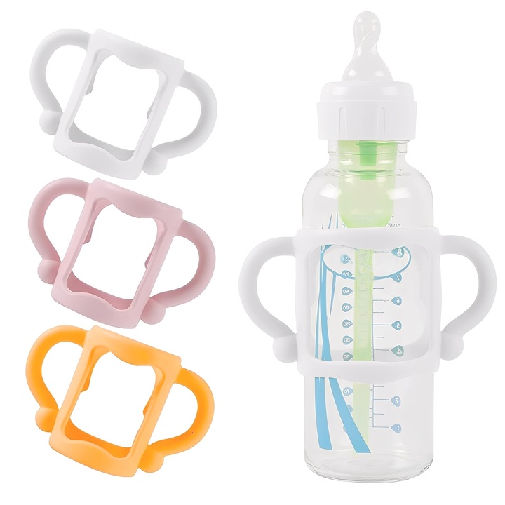 3 db cumisüveg fogantyú készlet, TREXORA, többszínű, 46x107x70mm, 100% szilikon