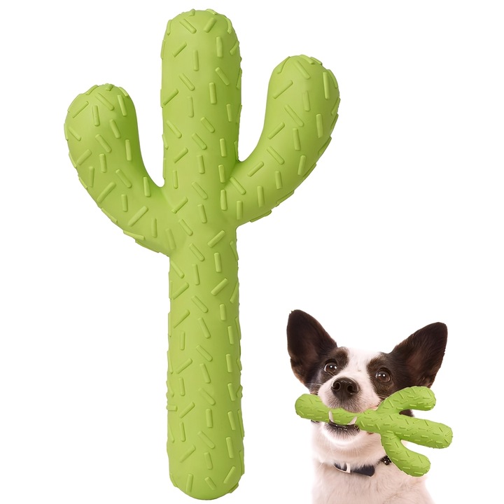 Interaktív játék kutyáknak, TREXORA, kaktusz alakú, rugalmas, harapásálló, zöld, 4.3x7.6in, 1 db-os szett.