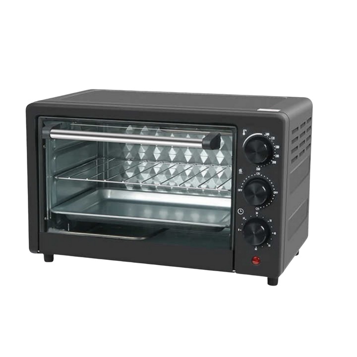 Електрическа кухненска фурна Macvi®, Регулируема температура 250°C, 4 режима на нагряване, Тава за печене, Грил, Функция за печене на грил, 2600W, 48L