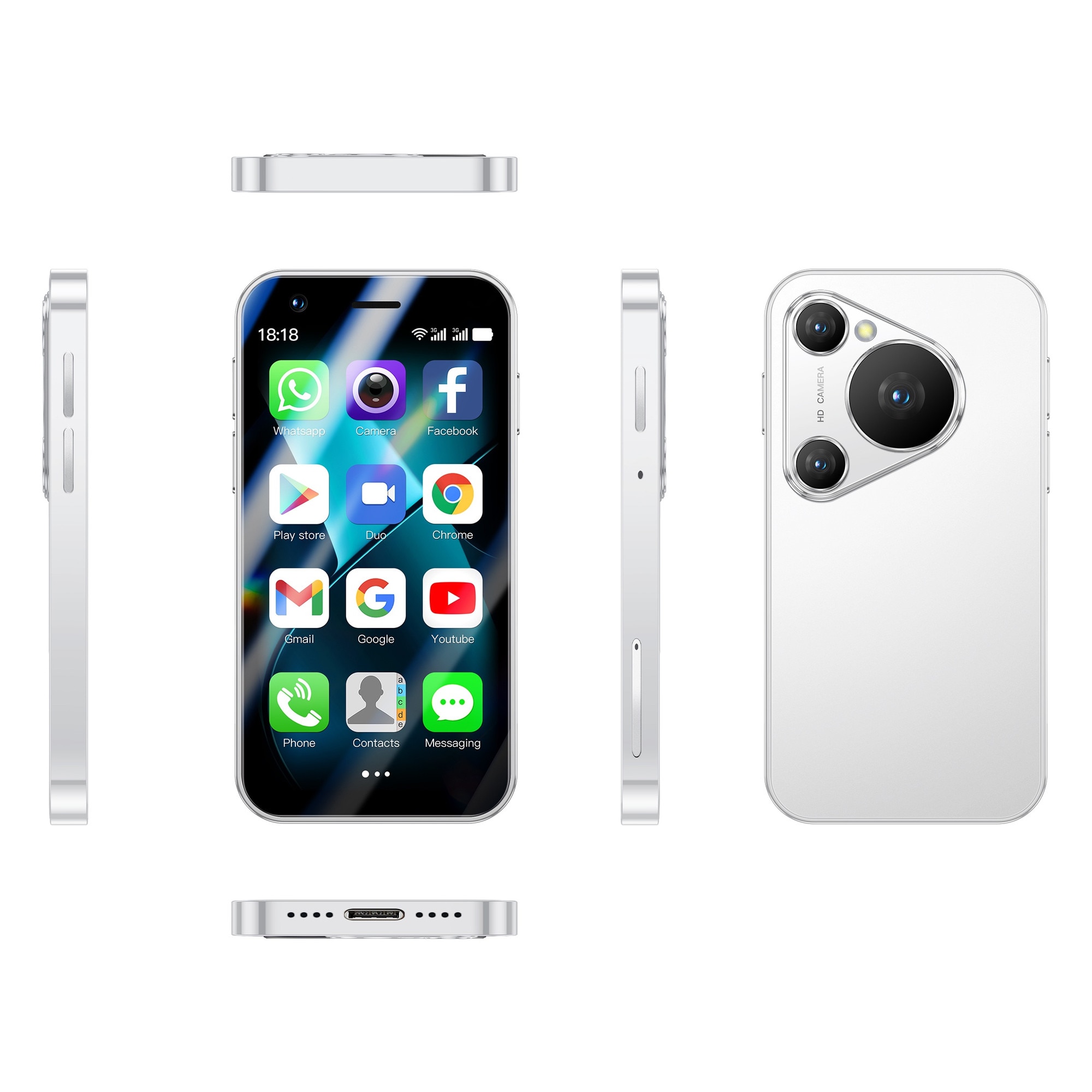 Telefon Mini Rainbuvvy P70 Pro, 3.0 inci, 16GB, Dual SIM, Black/White/Green