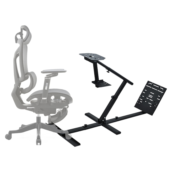 Suport simulator curse StableDesk FixRace, Stand Volan Racing, Pedale si Schimbator de Viteze cu placa de Fixare a Scaunului - Negru
