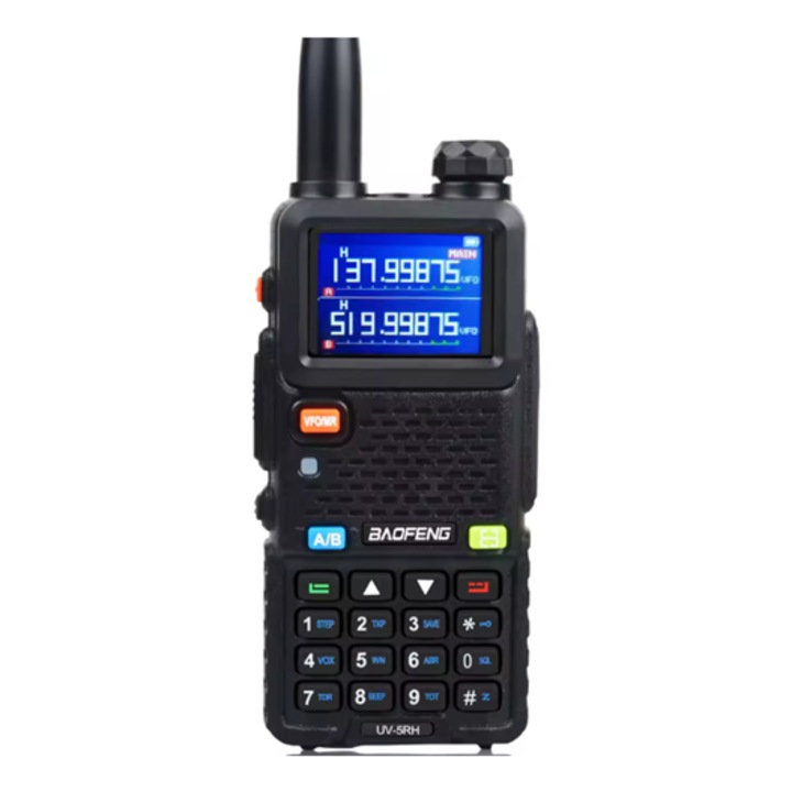 Преносима радиостанция Baofeng UV-5RH, 10км, 999 канала, двубандова VHF/UHF, 1.77-инчов TFT екран, 2200mAh батерия, Чип от 5-то поколение, USB Type-C зареждане