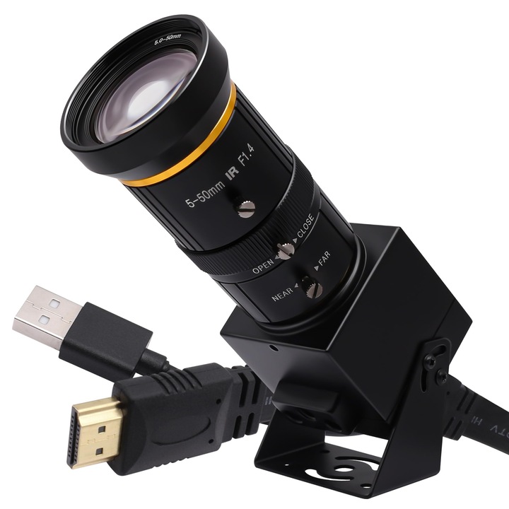 Svpro 4K HDMI kamera, USB kamera 5-50 mm-es teleobjektívvel, manuális fókusz, H.264 zoom webkamera, ipari kamera számítógéphez/monitorhoz/TV-hez/projektorhoz, 10x optikai zoom és 2x digitális zoom