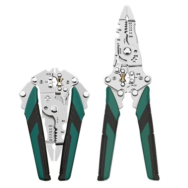 Cleste Multifunctional 18 in 1 pentru Cabluri, Cu Detector de Tensiune - Decojitor, Taiator, Presa de Crimpat, Pliezabil, Ideal pentru Reparatii (1 buc)