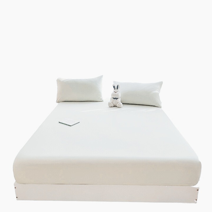 Set Husa de pat + 2 fete de perna, Bumbac, Alb, saltea: 200cmx220cm, husa perna: 48x74